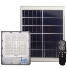 Proiector LED Solar 200W IP66 Alb Rece Cu Telecomanda