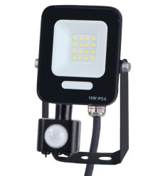 PROIECTOR CU LED-uri SMD SI SENZOR DE MISCARE ROTATIV 10W NEGRU IP54 6500K PLUS