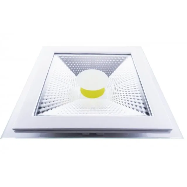 Spot Cob Led 15W Patrat Alb Rece Cu Geam - 1