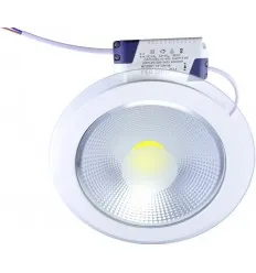 Spot Cob Led 15W Rotund Alb Rece Cu Geam