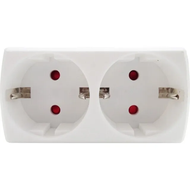 Adaptor Drept Cu 2 Prize Schuko - 1