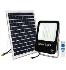 Proiector Cu Panou Solar 100W Led Si Telecomanda