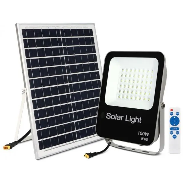 Proiector Cu Panou Solar 100W Led Si Telecomanda  1