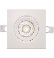 Spot Led Patrat 5W Ip44 Alb Rece Reglabil Cu Rama Alba