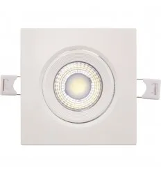 Spot Led Patrat 5W Ip44 Alb Rece Reglabil Cu Rama Alba