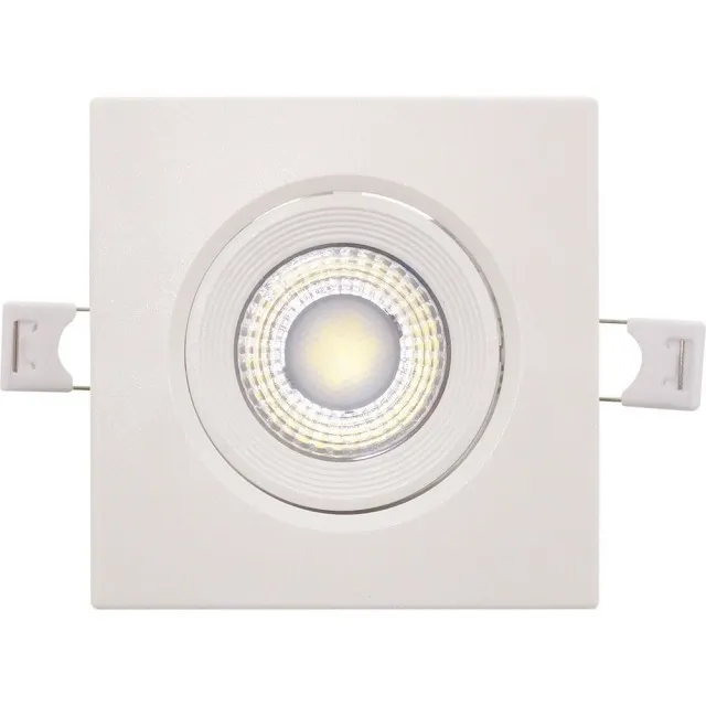 Spot Led Patrat 5W Ip44 Alb Rece Reglabil Cu Rama Alba - 1