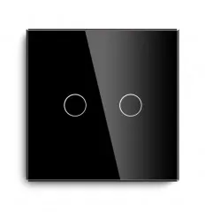 Intrerupator Touch Dublu Negru Cu Fata Din Sticla