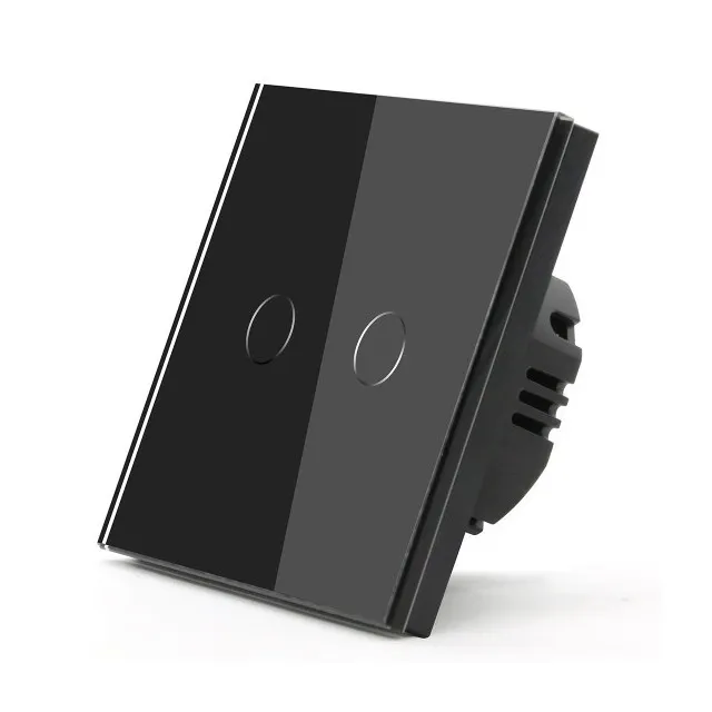 Intrerupator Touch Dublu Negru Cu Fata Din Sticla - 1
