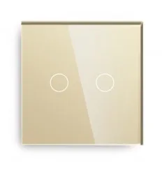Intrerupator Touch Dublu Auriu Cu Fata Din Sticla