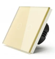 Intrerupator Touch Dublu Auriu Cu Fata Din Sticla