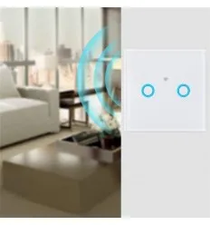 Intrerupator Touch Dublu Wi-Fi Alb Cu Fata Din Sticla