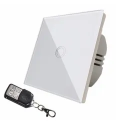 Intrerupator Touch Simplu Alb Sticla Cu Telecomanda RF