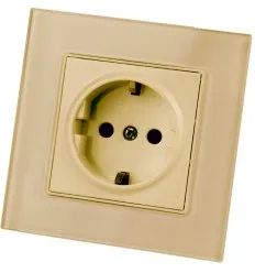 Priza Simpla Cu Rama Din Sticla Aurie