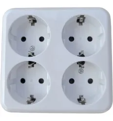 Priza Alba Cvadrupla Montaj Aparent