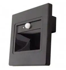 Spot Led 1W Incastrabil Negru Perete / Scara cu Senzor Alb Natural