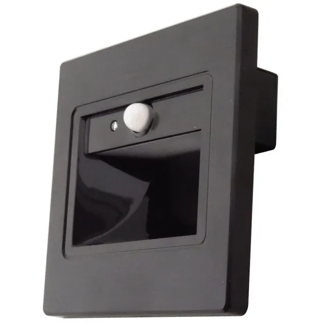 Spot Led 1W Incastrabil Negru Perete / Scara cu Senzor Alb Natural - 1