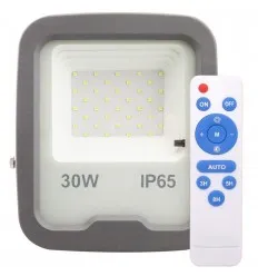 Proiector Led Gri 30W 6400K Cu Senzor Crepuscular si Telecomanda