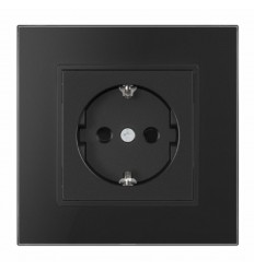 Priza Simpla Cu Rama Din Sticla Neagra SPN