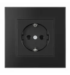 Priza Simpla Cu Rama Din Sticla Neagra SPN