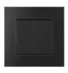 Intrerupator Dublu Cu Rama Din Sticla Neagra SPN