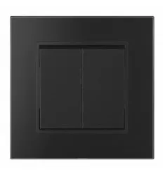 Intrerupator Dublu Cu Rama Din Sticla Neagra SPN