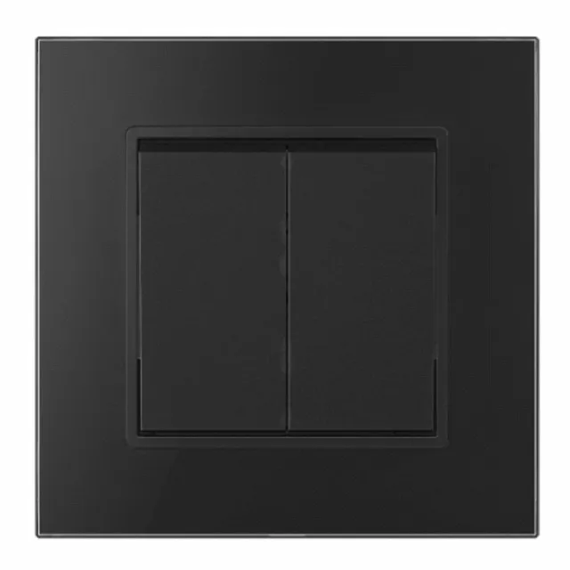 Intrerupator Dublu Cu Rama Din Sticla Neagra SPN - 1