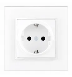 Priza Simpla Cu Rama Din Sticla Alba SPN