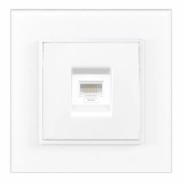 Priza Internet Cat6 Cu Rama din Sticla Alba SPN - 1