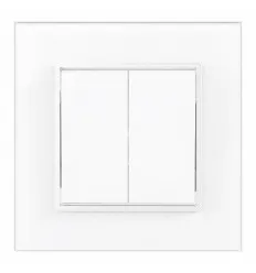 Intrerupator Dublu Cu Rama Din Sticla Alba SPN