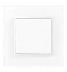 Intrerupator Simplu Cu Rama Din Sticla Alba SPN