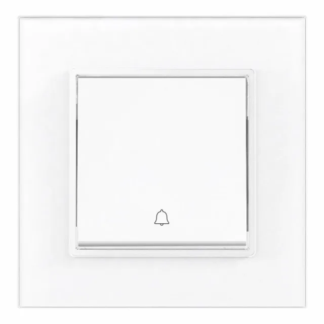 Intrerupator Sonerie Cu Rama Din Sticla Alba SPN - 1