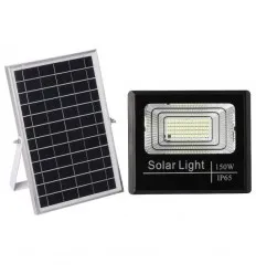 Proiector Led 150W Cu Panou Solar Monocristalin Si Telecomanda Ir