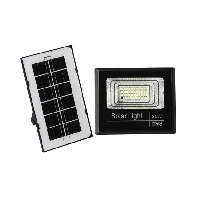 Proiector Led 25W Cu Panou Solar Monocristalin Si Telecomanda Ir - 1