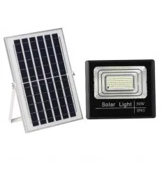 Proiector Led 50W Cu Panou Solar Monocristalin Si Telecomanda Ir