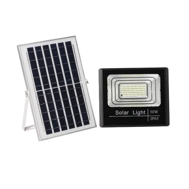 Proiector Led 50W Cu Panou Solar Monocristalin Si Telecomanda Ir - 1