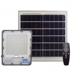 Proiector LED Solar 150W IP66 Alb Rece Cu Telecomanda