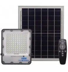 Proiector LED Solar 100W IP66 Alb Rece Cu Telecomanda