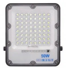 Proiector LED Solar 50W IP66 Alb Rece Cu Telecomanda