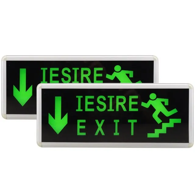 Lampa Iesire Exit Led Sageata Jos Trepte Scara - 2 Fete  1