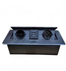 Priza Mascata 2 Posturi + 2 Porturi USB Cablu 2M