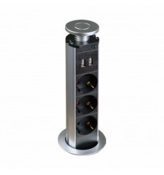 Priza Mascata Turn 3 Posturi + 2 Porturi USB Cablu 2M