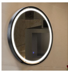 Oglinda Led Baie 15W Ip44 600MM Rama Neagra Touch Alb Natural