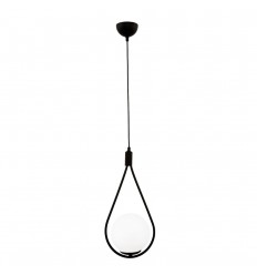 Lustra Pendul E27 Lacrima Negru Glob Alb