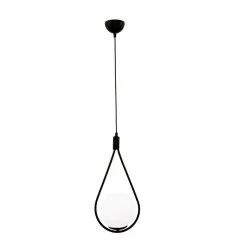 Lustra Pendul E27 Lacrima Negru Glob Alb