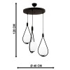 Lustra Pendul 3xE27 Lacrima Negru Glob Alb - 1