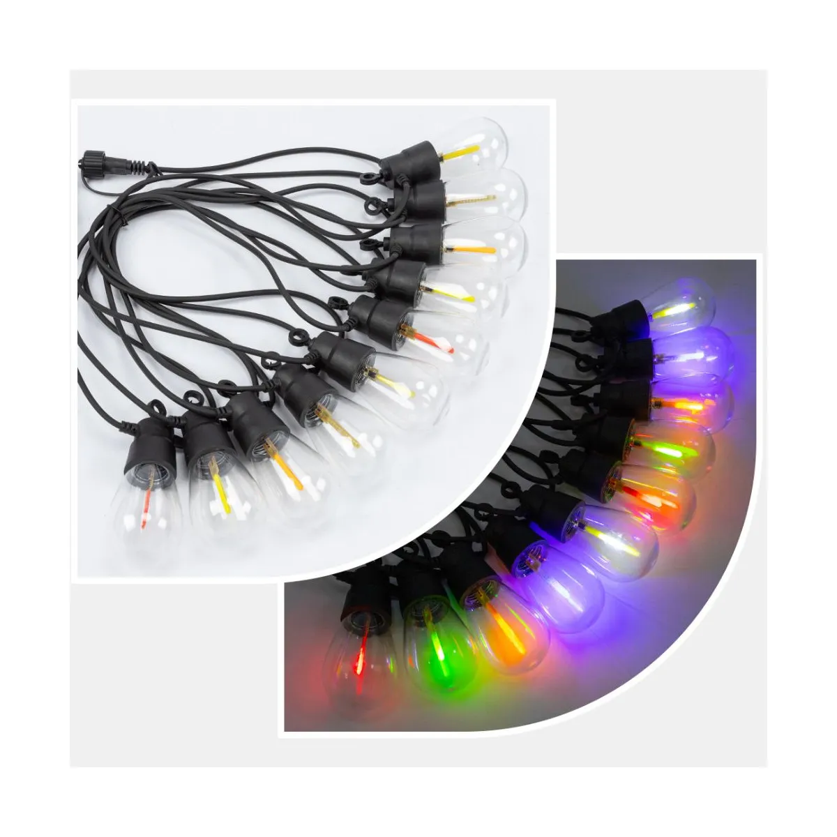 Ghirlanda 10 Becuri Led RGB Cu Panou Solar Si Panou Comanda  1