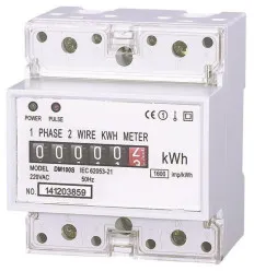 Contor analogic monofazic cu fixare pe sina (4 module) 230V 50A