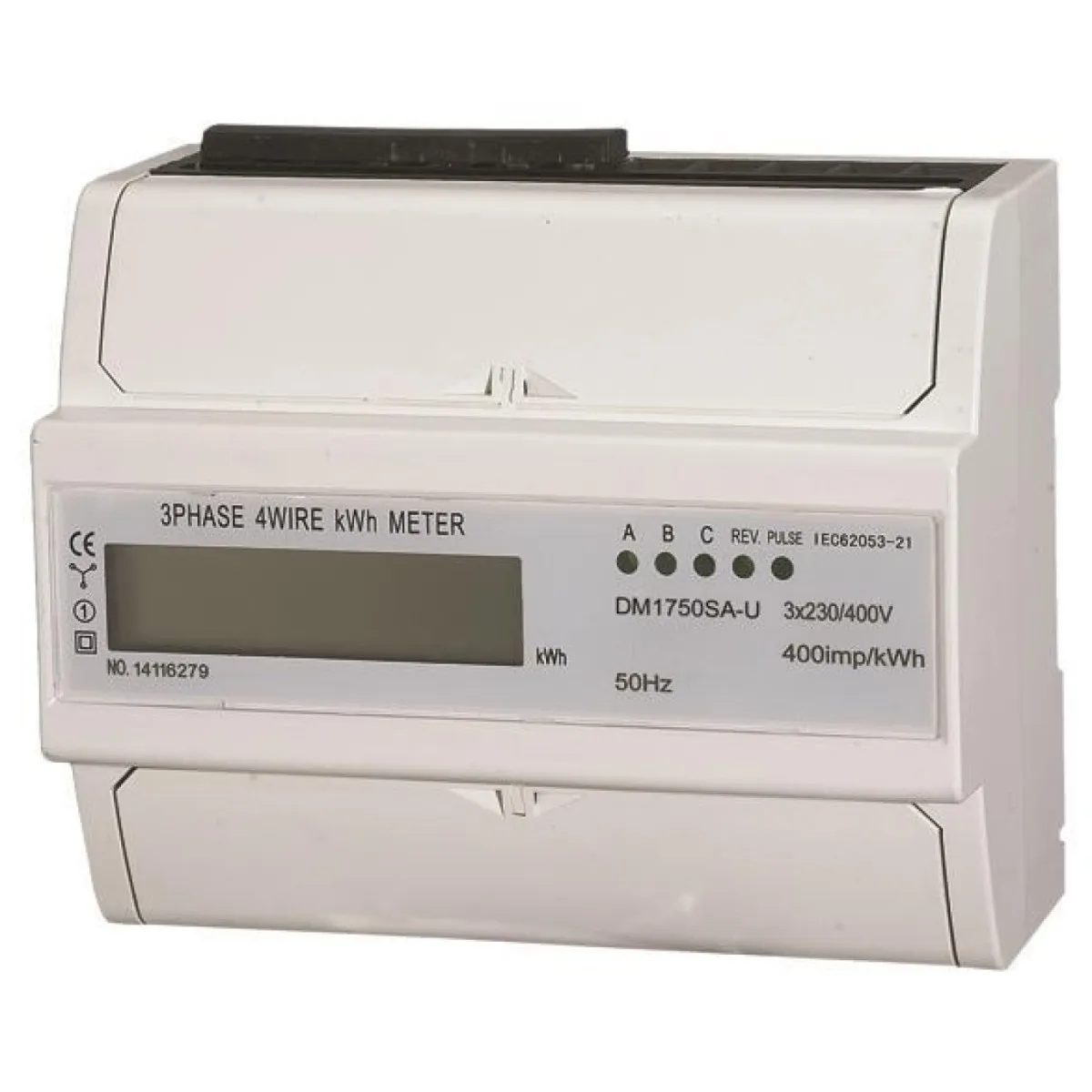 Contor digital trifazic cu fixare pe sina (6 module) 400V 90A 