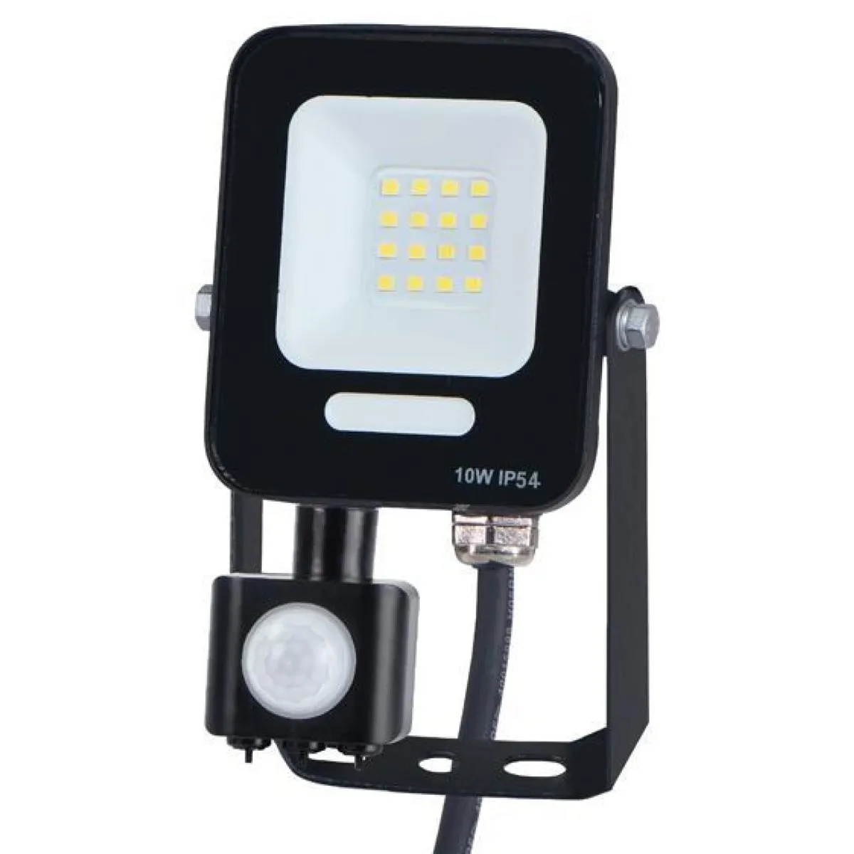 PROIECTOR CU LED-uri SMD SI SENZOR DE MISCARE ROTATIV 10W NEGRU IP54 6500K PLUS