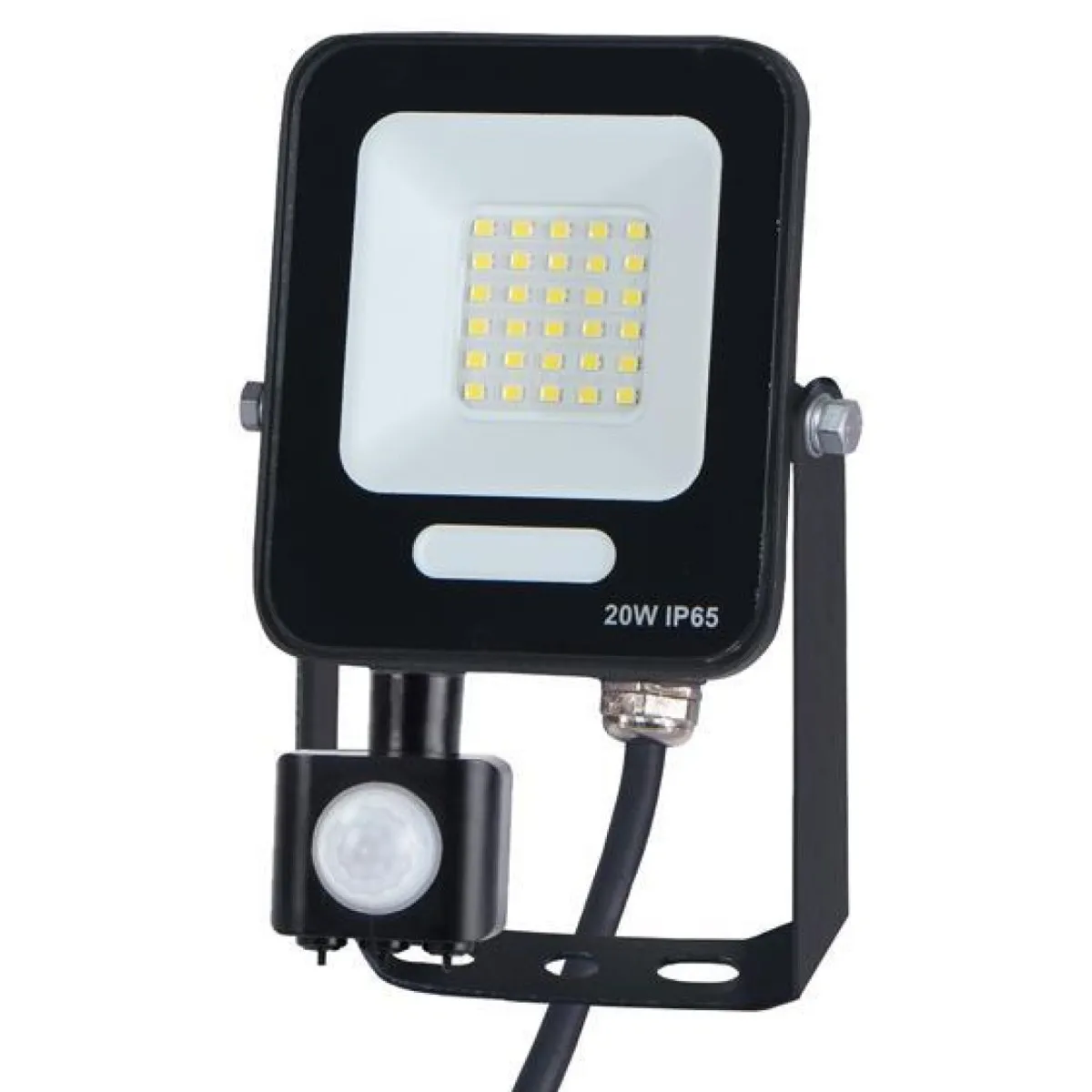 PROIECTOR CU LED-uri SMD SI SENZOR DE MISCARE ROTATIV 20W NEGRU IP54 6500K PLUS